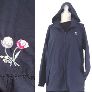 Vintage Northern Reflections Blue Hooded Winbreaker Sz Medium Drawstring Waist